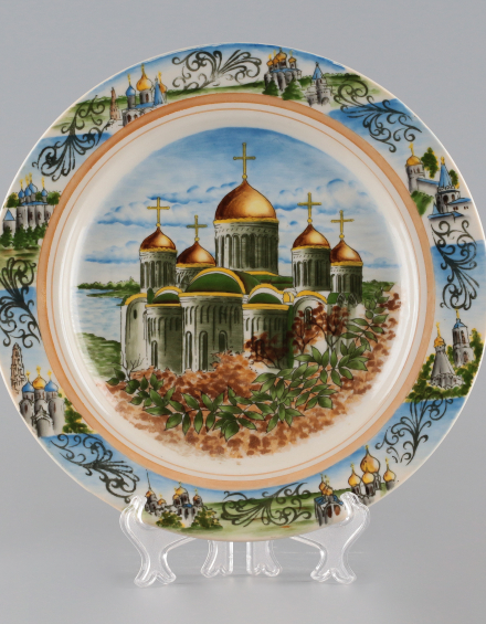 Тарелка декоративная с видом Успенского Собора во Владимире - фото - 2